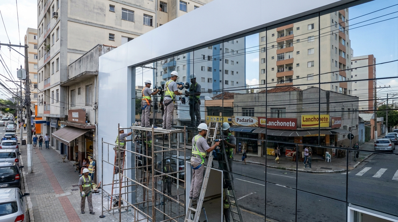 Fachada espelhada em esquina em Betim-MG